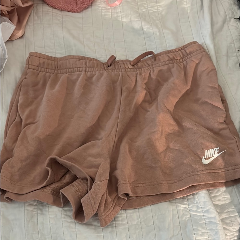 Nike Tan Athletic Shorts Elastic Waistband